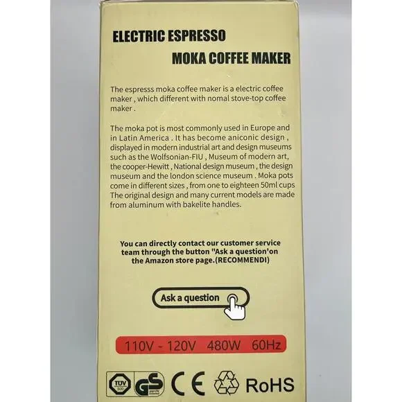 Electric Moka Pot Espresso Maker 6-Cup (300ml) Portable with Detachable Base - Picture 9 of 9